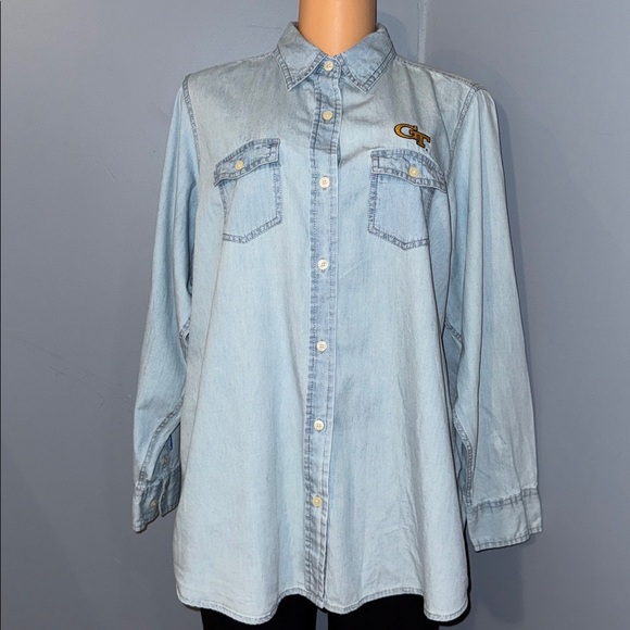 Antigua Tops - Antigua Georgia Tech Denim Button-Up Shirt - Size XXL